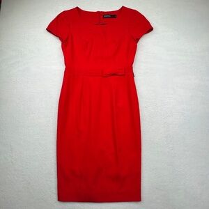 Nem (NEM Fashion) Women's Short-sleeve Sheath Dress w/ Bow, size 6, vibrant Red
